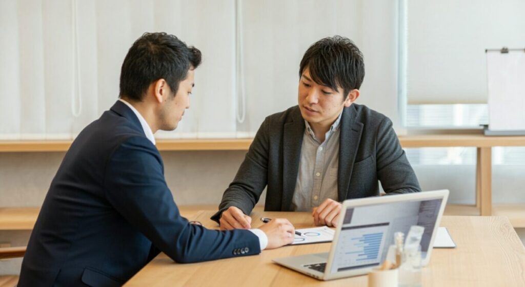 AI導入コンサルティングを受ける中小企業の経営者