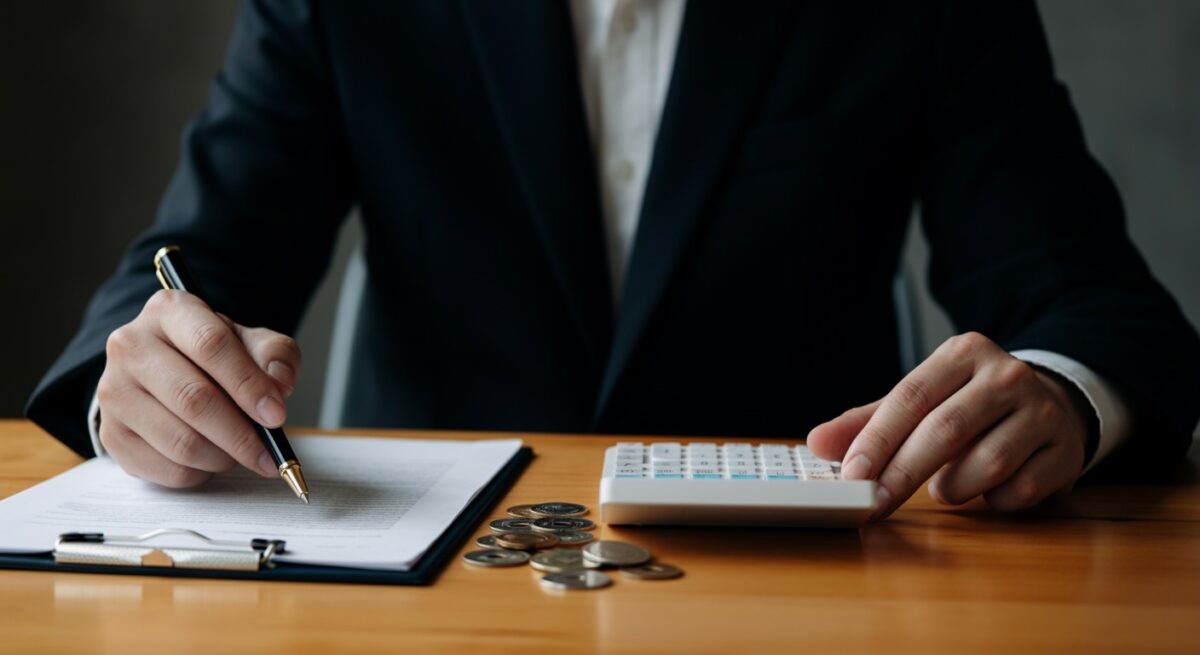 AI導入の費用と投資回収を計算する経営者の手元