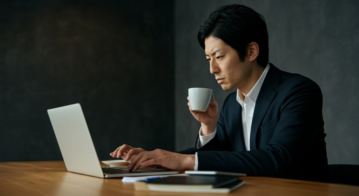 日常業務でPCに向かう経営者