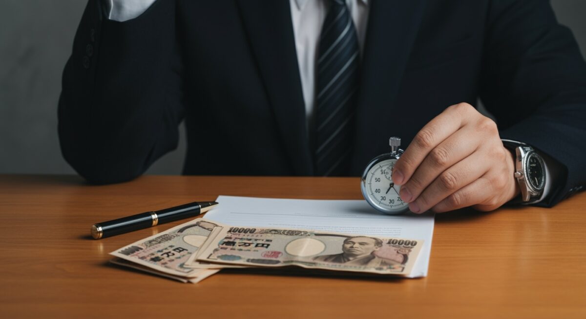 ストップウォッチと紙幣が並ぶROIイメージ