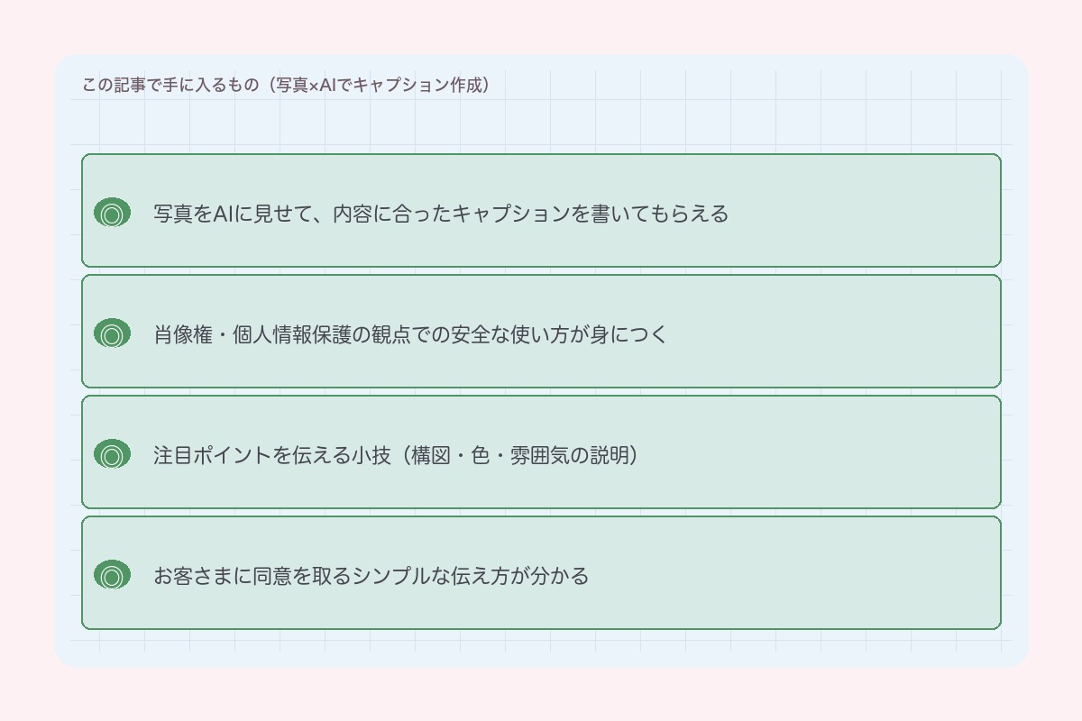 この記事で手に入るもの(写真×AI)