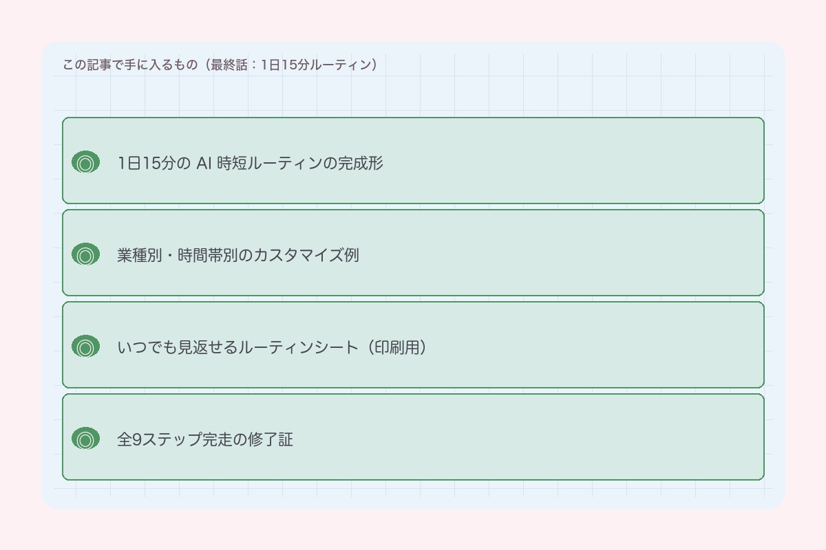 この記事で手に入るもの(最終話:1日15分ルーティン)