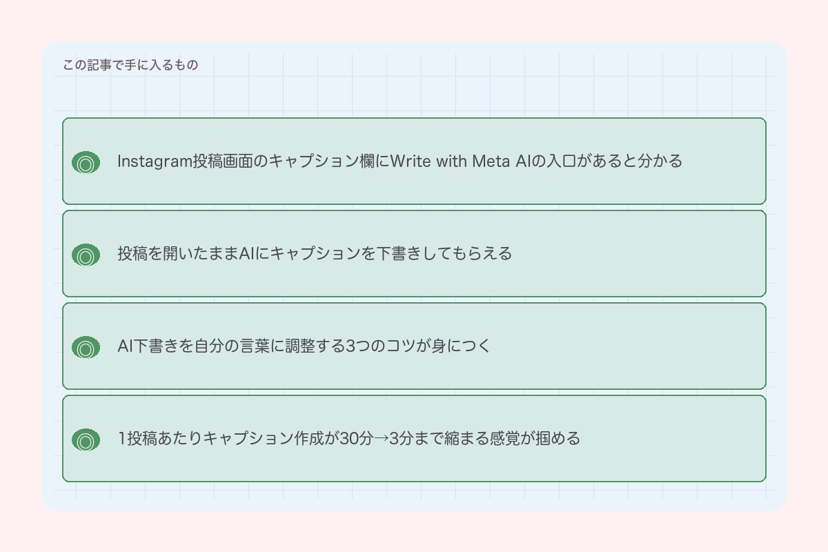 この記事で手に入るもの(Write with Meta AI)