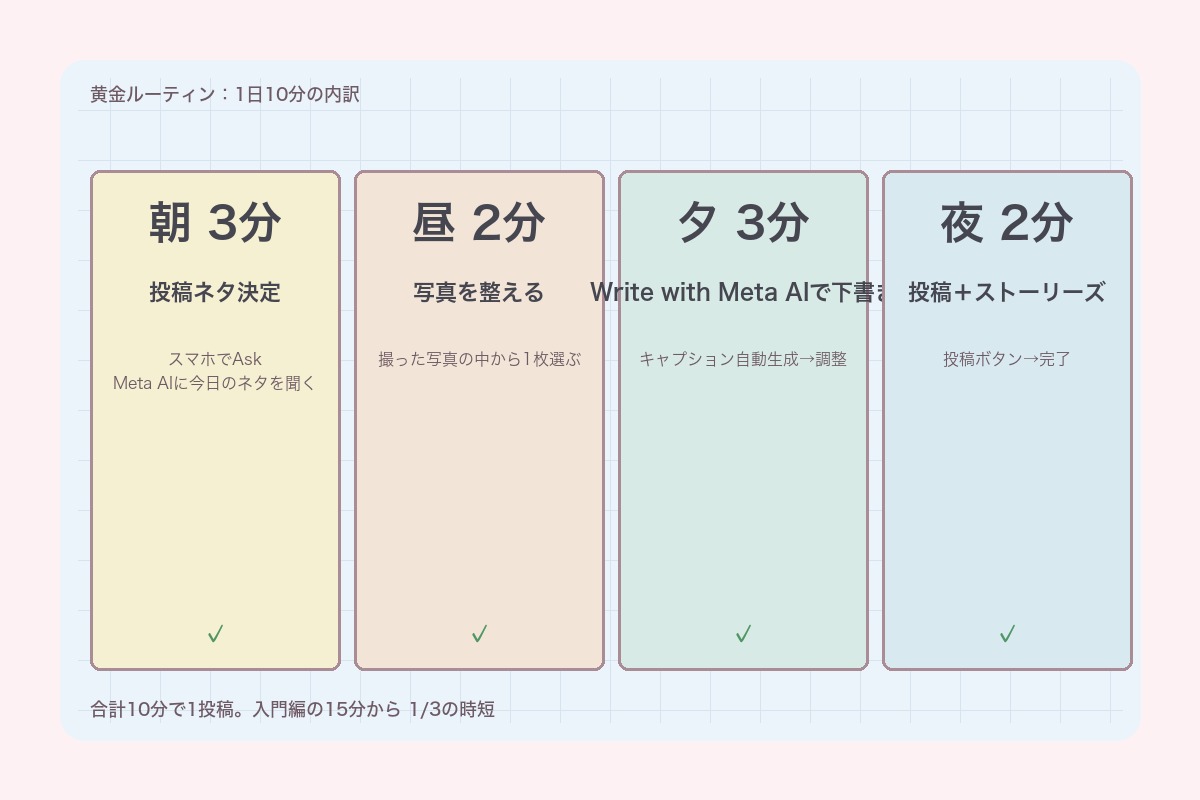 黄金ルーティン:1日10分の内訳