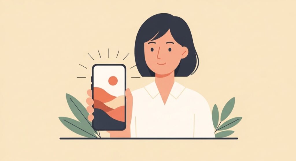 ストーリーズの背景をMeta AIで作る女性のフラットイラスト