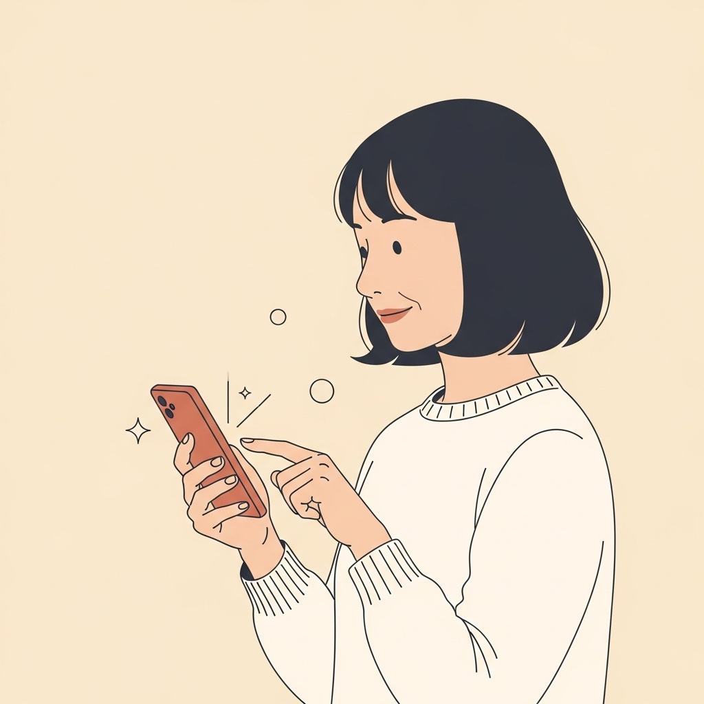 ミホ:スマホをタップ