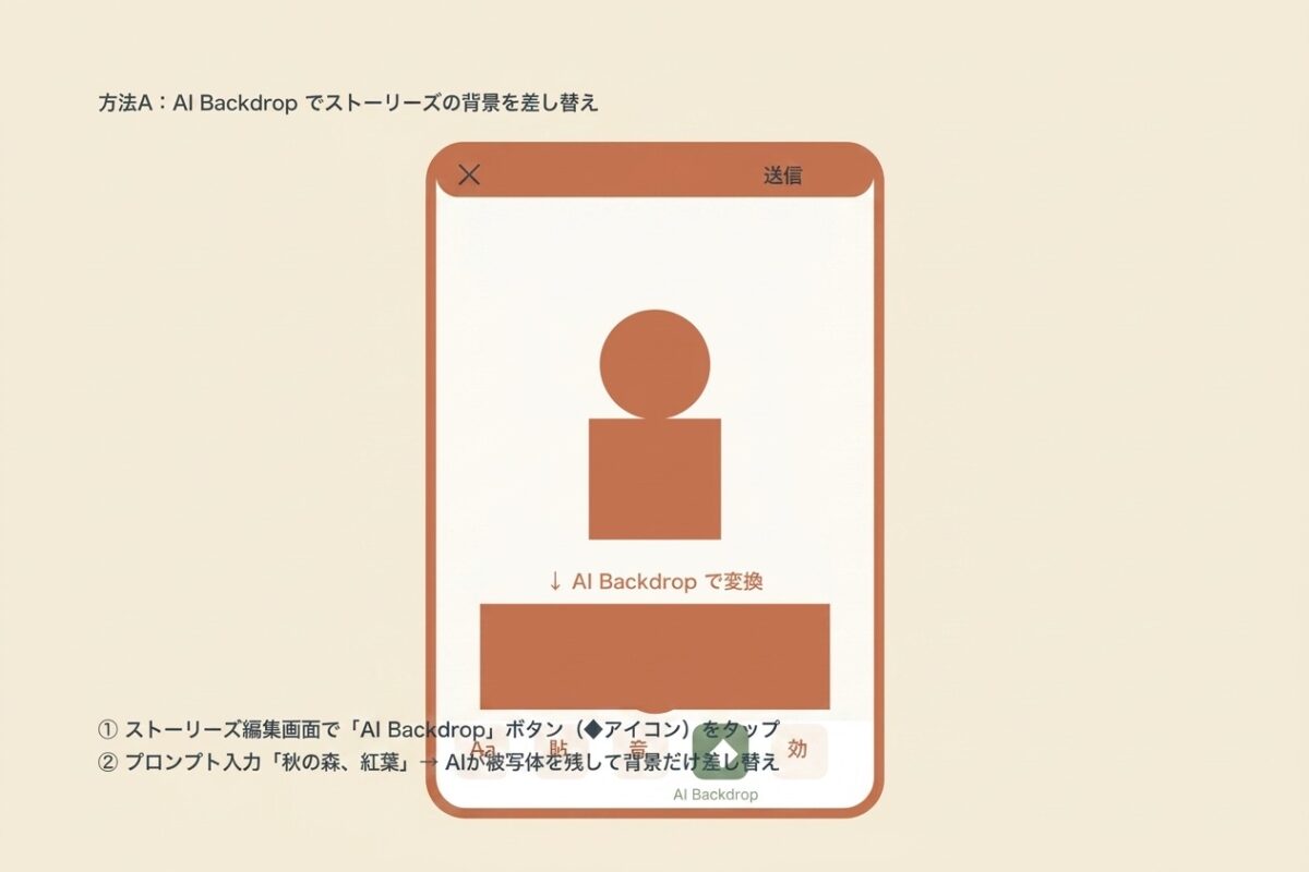 方法A:AI Backdropでストーリーズの背景を差し替え