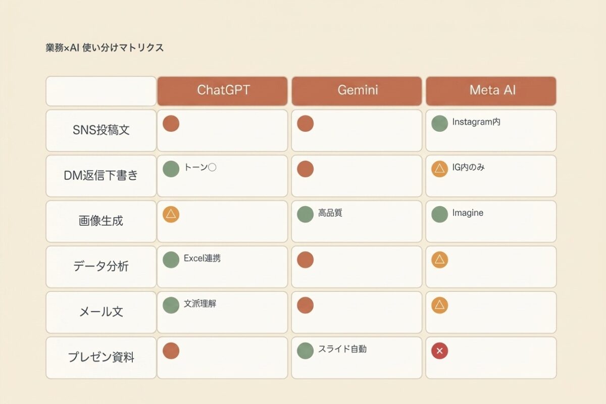 業務×AI使い分けマトリクス