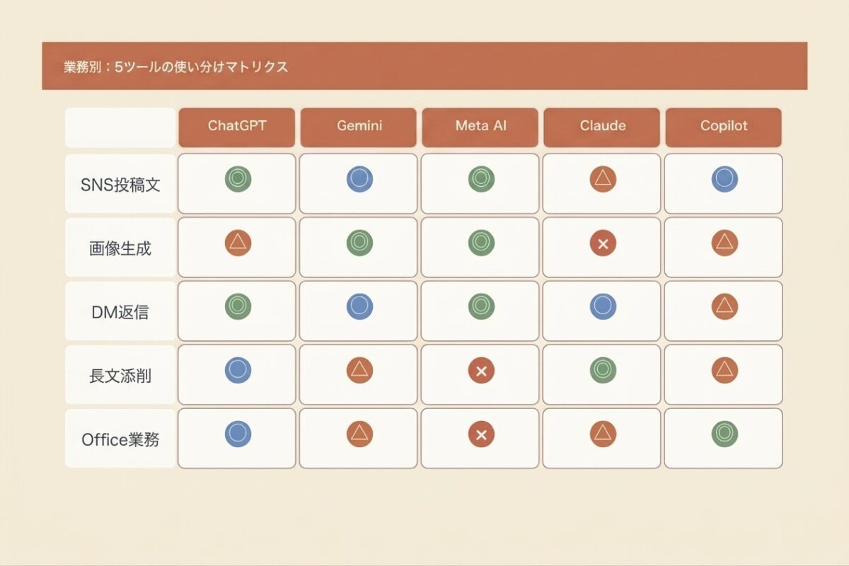 業務別:5ツールの使い分けマトリクス