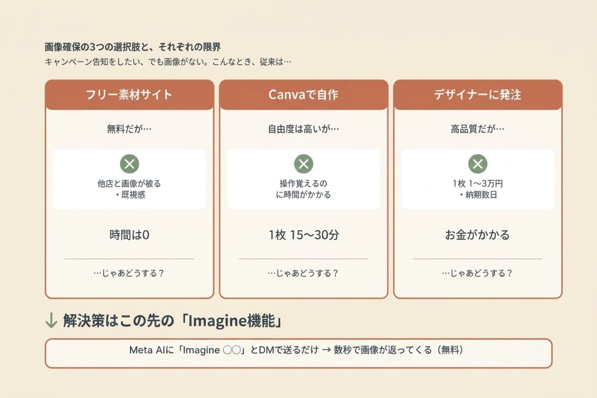 画像確保の3つの選択肢と限界(フリー素材/Canva/デザイナー)