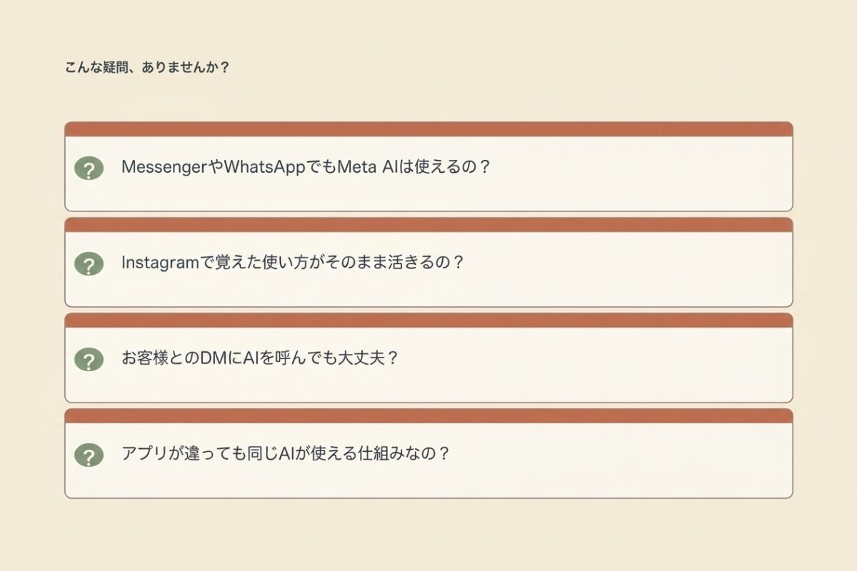 こんな疑問、ありませんか?(Messenger/WhatsApp)