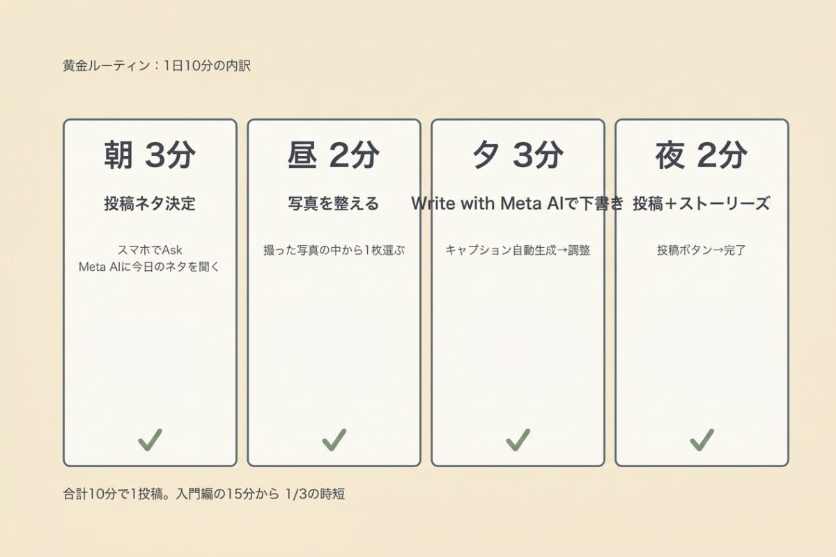 黄金ルーティン:1日10分の内訳