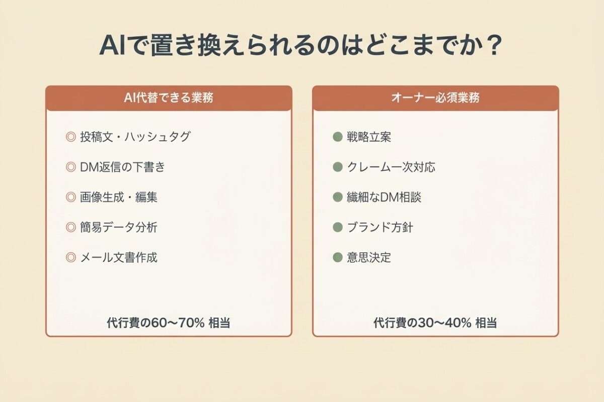 AIで置き換えられる業務 vs オーナー必須業務