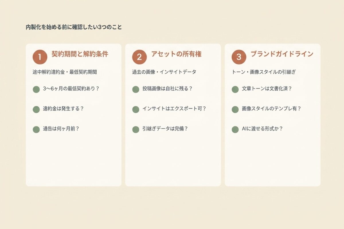 内製化前に確認したい3つのこと