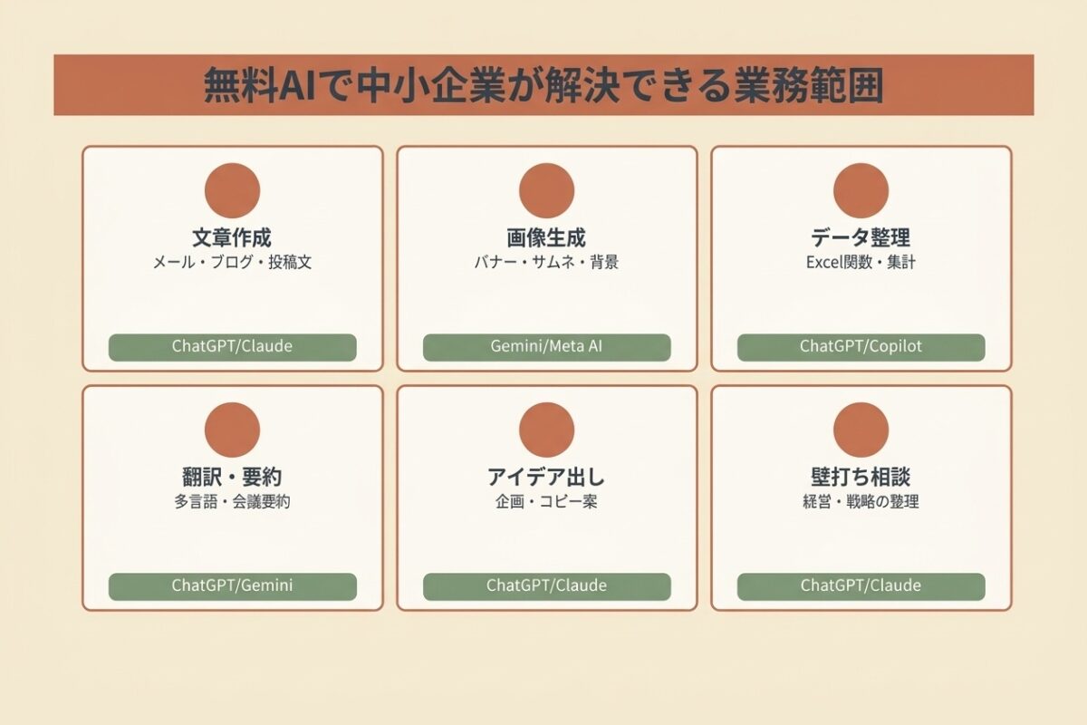 無料AIで中小企業が解決できる業務範囲