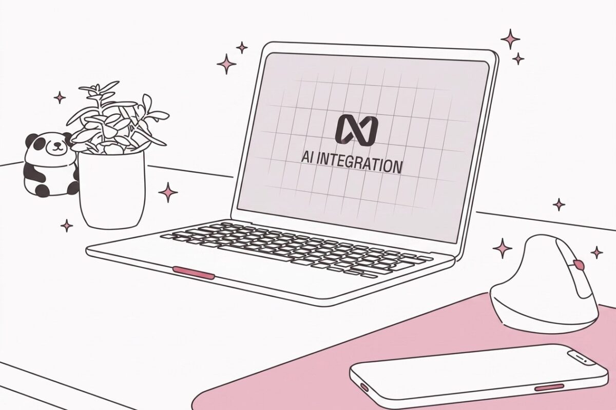 ラップトップでAIインテグレーションを活用するビジネスシーン