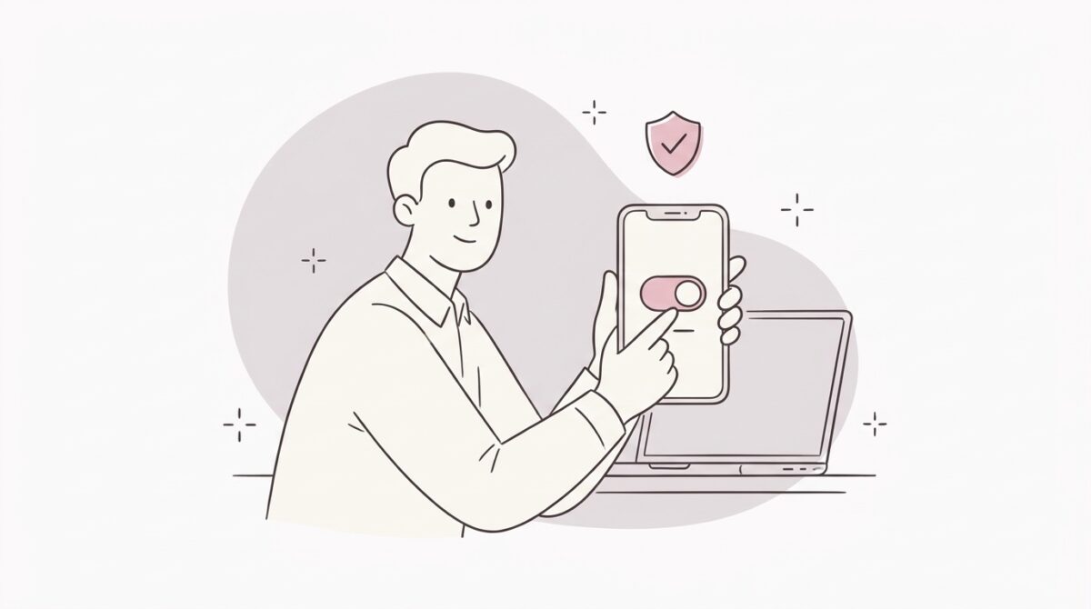 スマートフォンの設定画面でスイッチをオフにするイラスト